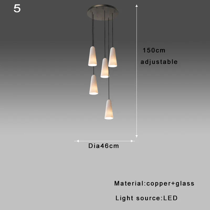 Decorbites™ Elegante weiße Glasbecher-Kronleuchter für luxuriöses Wohnzimmer