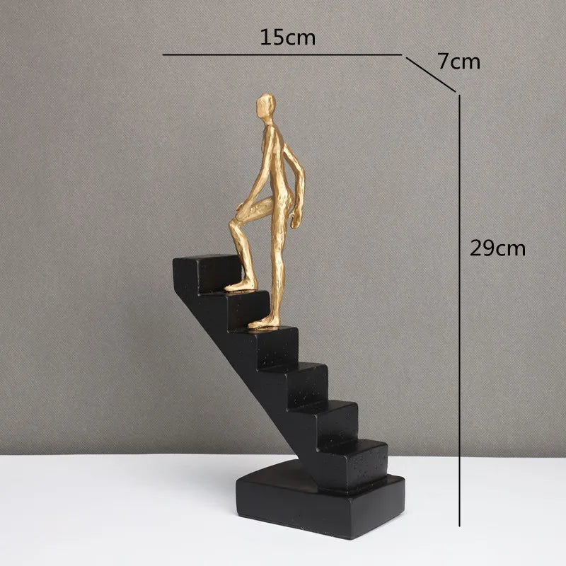 Decorbites™ Goldener Mann-Kletterer-Treppenhaus-Abstrakte-Skulptur-Heimdekoration-Ornamente