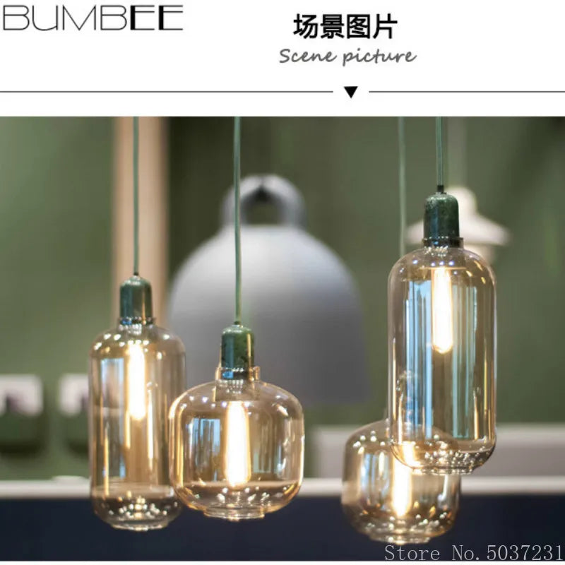 Decorbites™ Industrielle Buntglas-Hängeleuchte LED Pendellampe für Ess- und Wohnzimmer