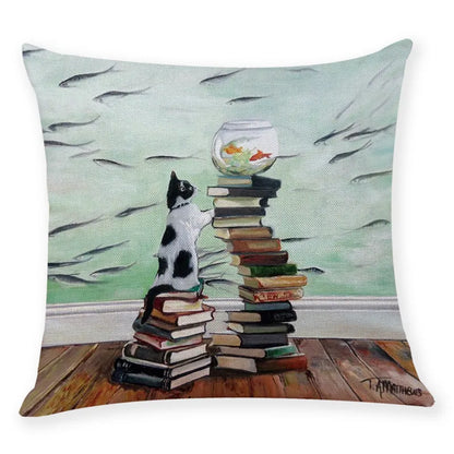 DecorBites™ Creative Cat Linen Pillow Case 45x45cm - Sofa Cushion Cover