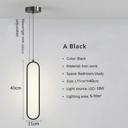 Nordic Black LED Pendant Light in Minimalist Aluminum