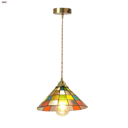 Decorbites™ Bunte Glas-Magisches-Würfel-LED-Hängeleuchte Tiffany-Stil Holz-Hänge-Lampe