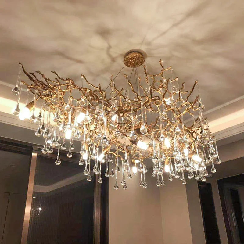 Crystal Copper Branch Chandelier