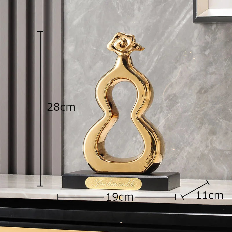 Decorbites™ Goldene Kürbis-Keramik-Skulptur Schreibtisch-Dekoration Porzellan-Handwerk Raumornamente
