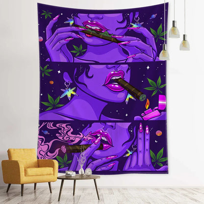 DecorBites™ Green Star Girl Tapestry Wall Hanging Psychedelic Home Decor