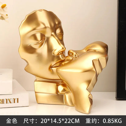 Decorbites™ Abstrakte Gold-Kopf-Paar-Skulptur, Hochzeitsgeschenke & Wohnraumdekoration