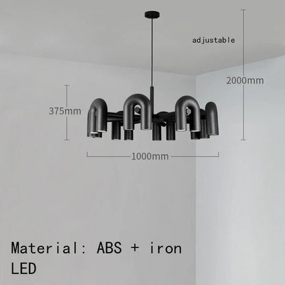 Decorbites™ Art-Deco-Metall-Leuchter in Schwarz, Orange und Grau – Verstellbares Kabel – Beleuchtung für Esszimmer, Eingangsbereich, Schlafzimmer