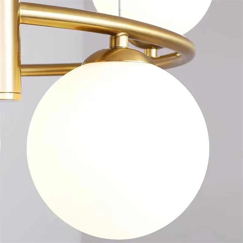 DecorBites™ Glass Ball Pendant Light Chandelier, Height Adjustable Metal G9 Bulb Lamp