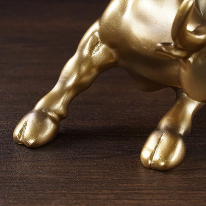 Decorbites™ Gold Wall Street Bull Statue: Bürodekor, Wohnzimmerornament, Schreibtischdekoration