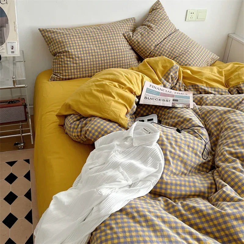 Decorbites™ Japanischer Stil Baumwollbedrucktes 4-teiliges Bettwäsche-Set mit beidseitigem Design