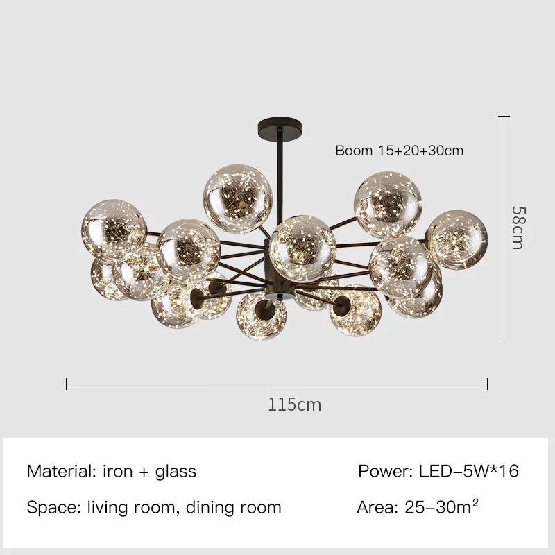 Decorbites™ Gold Star Glas-Kugelleuchte: Moderne nordische LED-Kronleuchter für die Hausdekoration