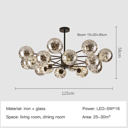 Decorbites™ Gold Star Glas-Kugelleuchte: Moderne nordische LED-Kronleuchter für die Hausdekoration