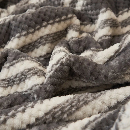 Decorbites™ Japanisches Gestreiftes Korallenflausch-Decke: Warme Sofabezug, Büroschlaf-Shawl, Für Alle Jahreszeiten