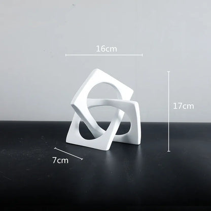 DecorBites™ Geometric Cross Square Ring Sculpture White - Home Decor Ornament