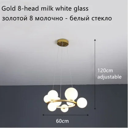 DecorBites™ Glass Ball LED Chandelier: Modern Nordic Style for Living, Dining, Kitchen, Study