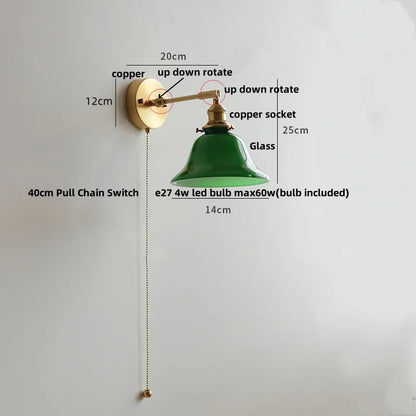 DecorBites™ Clear Glass LED Wall Lights Pull Chain Switch Modern Bedside Lamp