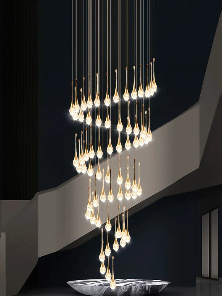 Decorbites™ Kristall-LED-Kronleuchter: Luxuriöse hängende Lichter für lange Treppenhäuser im Wohnzimmer oder Foyer