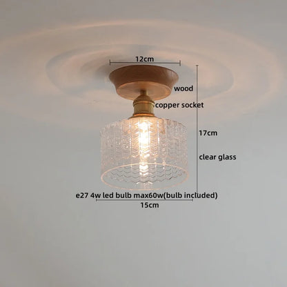 DecorBites™ Glass Wood LED Ceiling Lamp for Home Lighting and Decoration