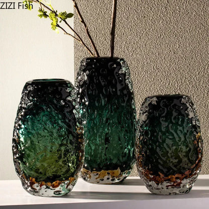 Decorbites™ Deep Green Glass Vase: Elegante Hydroponik-Blüten Tischdekoration