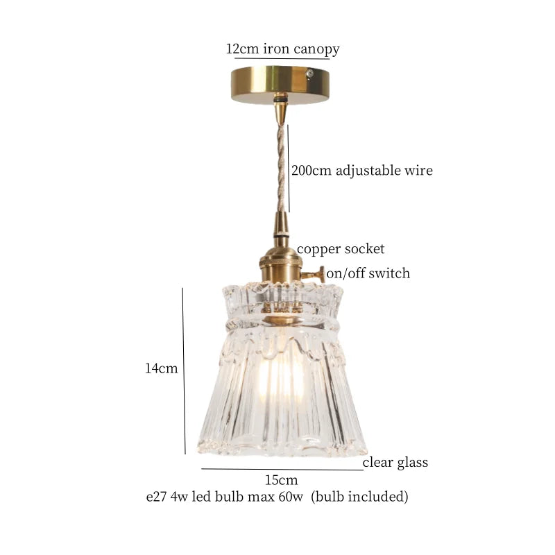 DecorBites™ Green Brass Glass LED Pendant Light for Kitchen Cafe Bar Loft Decoration