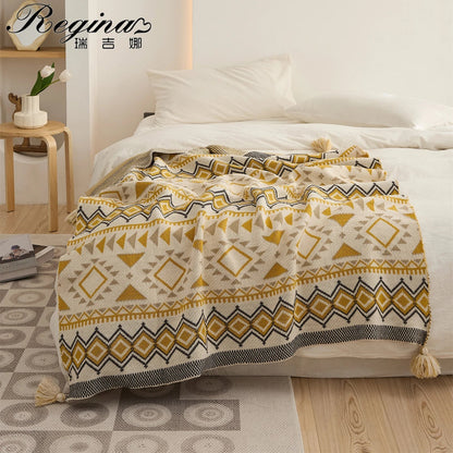 Decorbites™ Ethnische Boho-Decke – Weiche und warme Umhüllung für Frühlings-Picknicks, Camping und Heimdekoration