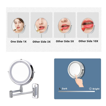Decorbites™ LED-Licht-Make-up-Spiegel 10-fache Vergrößerung Doppelseitig Touch-Dimming