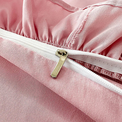 Decorbites™ Koreanische Prinzessin-Stil-Bettwäsche-Set mit Spitzenvolants und Liebesthema