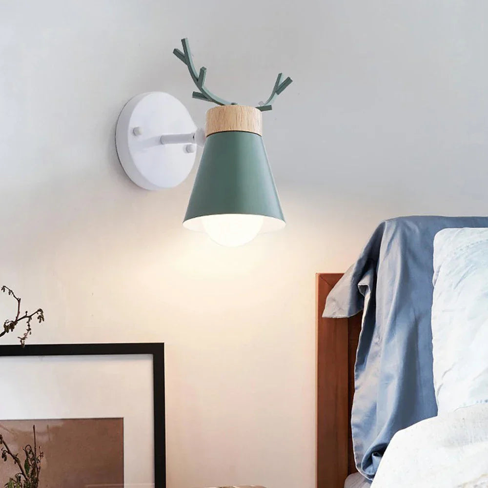 Decorbites™ LED Geweih-Wandleuchte Holz Nordisch Vintage Modern Loft Schlafzimmer-Beleuchtung E27