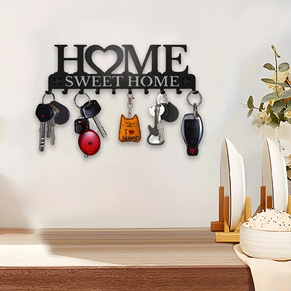 Black Metal Keys Holder With 10 Hooks
