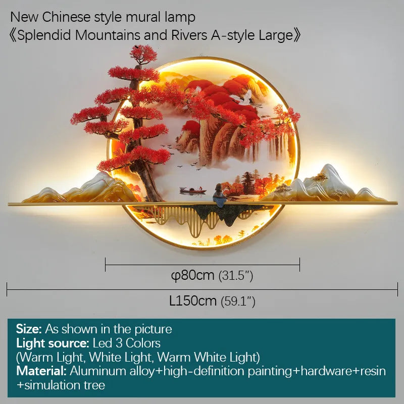 DecorBites™ LED Landscape Pine Picture Wall Light for Home Decor
