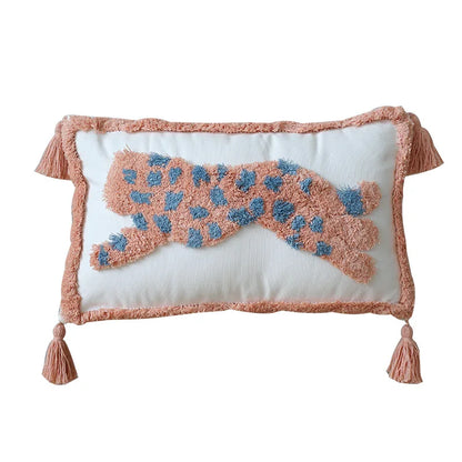 DecorBites™ Geometric Hand-Embroidered Tassel Pillowcase