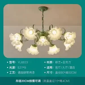 DecorBites™ LED Flower Chandelier: French Retro Style for Bedroom, Living Room, Restaurant