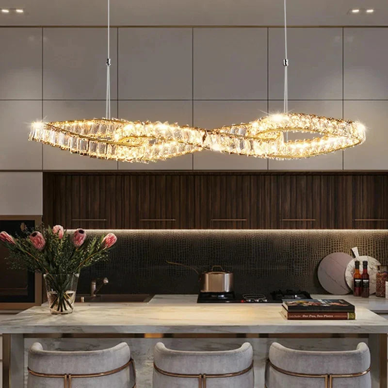 DecorBites™ Crystal LED Pendant Chandeliers for Luxury Living Room Decor