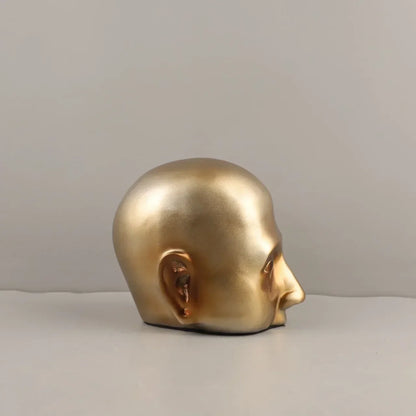 Decorbites™ Goldener Kopf Halbgesicht Harz-Skulptur Abstraktes Porträt Heimdekoration Figur