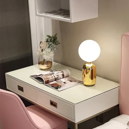 DecorBites™ Glass Ball LED Desk Lamp: Modern Nordic Lighting for Bedroom, Living Room & More.