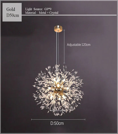 DecorBites™ Dandelion Chandelier LED Sparkle Ball Crystal Lighting for Restaurant & Living Room