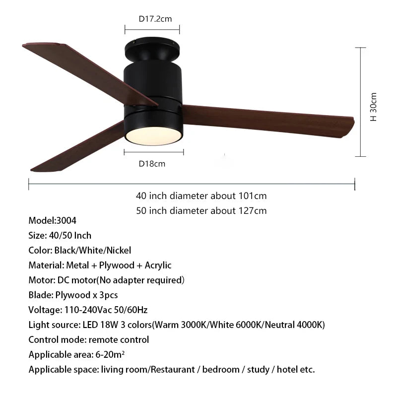 Decorbites™ 40-Zoll-LED-Deckenventilator mit Fernbedienung – Modernes Design mit Sperrholzflügeln