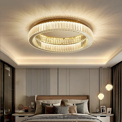 Decorbites™ Gold Kristall Deckenleuchte Ring LED – Moderne Luxus Innenraumbeleuchtung für Zuhause