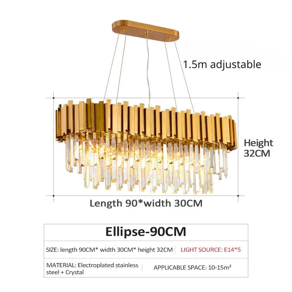 Decorbites™ Goldener Kristall-Leuchter LED-Deckenleuchte für Wohnzimmer & Lobby