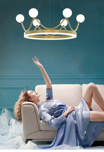DecorBites™ Crown Design Gold Chandelier for Living Room Kids Bedroom