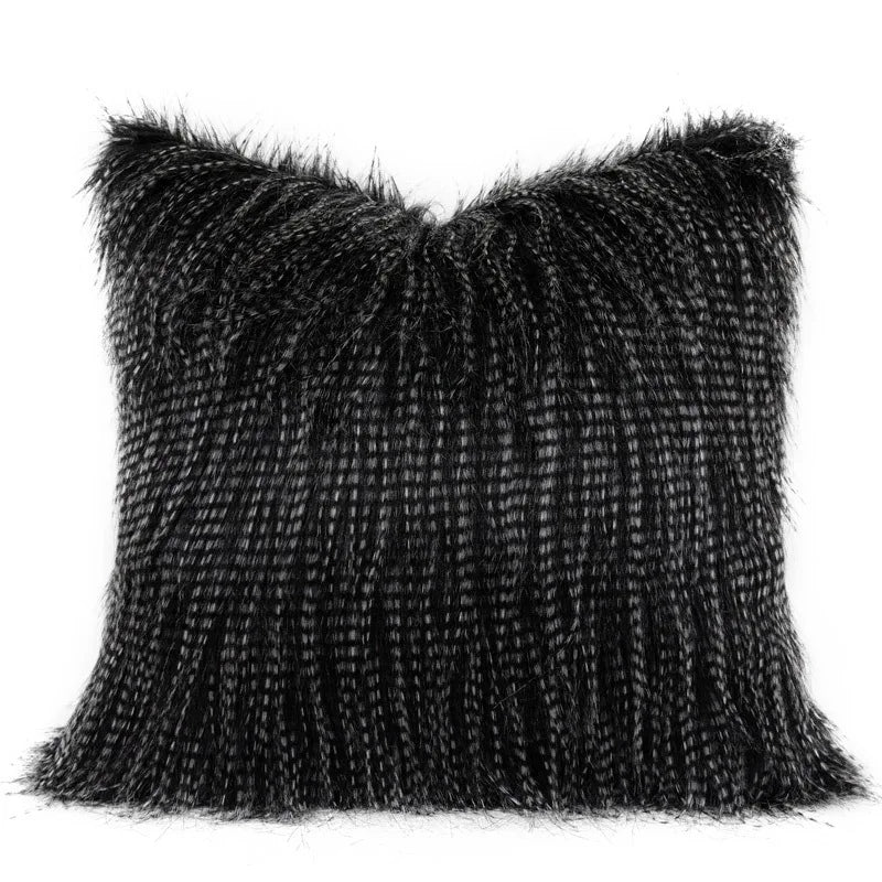 Black Fluffy Throw Pillow