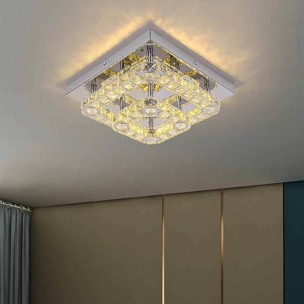 Decorbites™ Kristall-LED-Deckenleuchte: Moderner quadratischer K9-Kronleuchter, dimmbares Edelstahlarmatur.