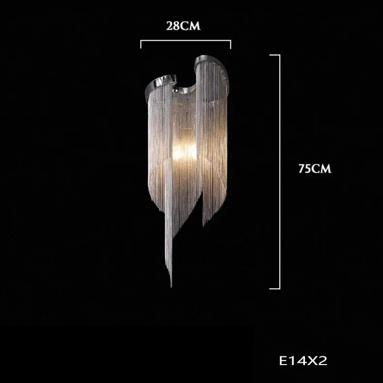DecorBites™ Gold Tassel Chain Chandelier LED Hanging Lamp Lustres for Dining Room