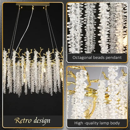 Decorbites™ Gold Kristallzweig-Kronleuchter | Moderne Luxus-Runde Deckenleuchte