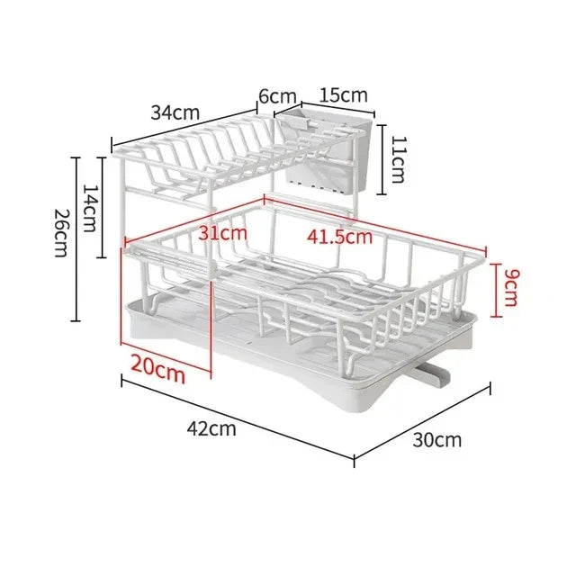 DecorBites™ Double-layer Dish Drying Rack Kitchen Sink Organizer Drainboard Storage