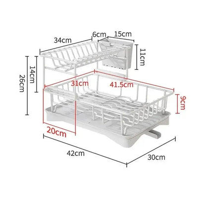 DecorBites™ Double-layer Dish Drying Rack Kitchen Sink Organizer Drainboard Storage