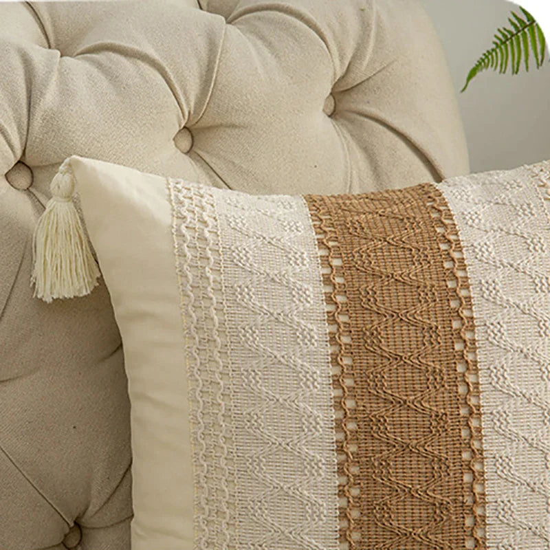 Decorbites™ Geometrisches Fransen-Kissenbezug aus Baumwolle und Leinen für Wohnzimmer und Schlafzimmer
