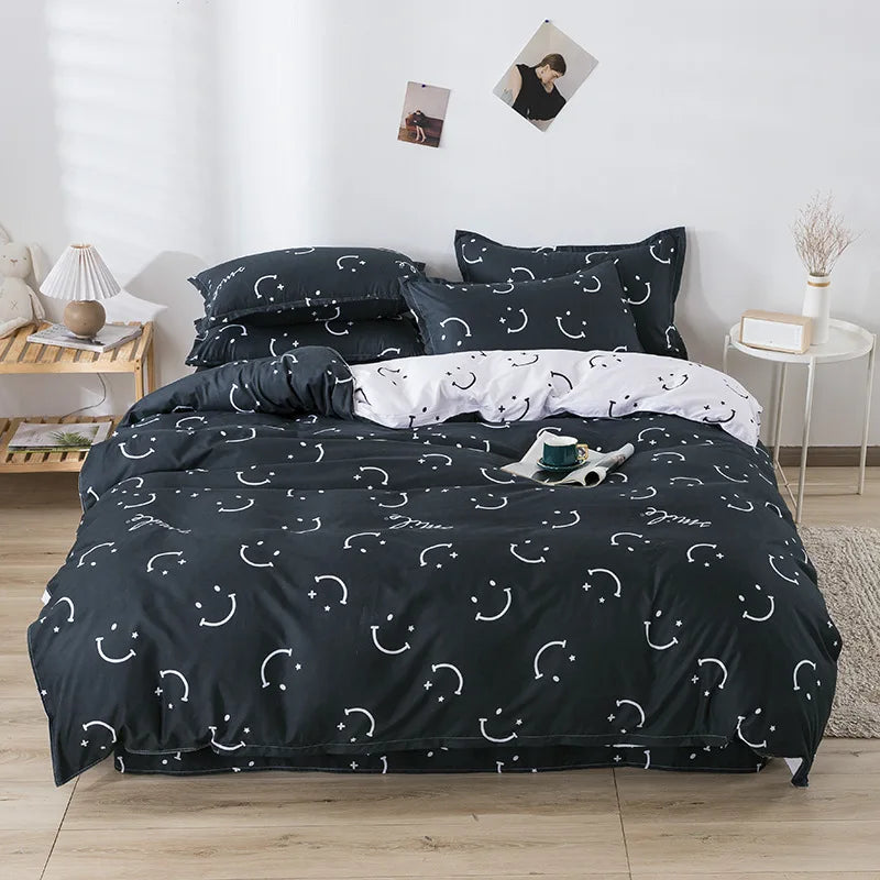 Decorbites™ Glückliches Kleines Hunde-Daunenbettwäsche-Set mit Laken und Kissenbezügen für Queen/King Einzel- und Doppelbetten