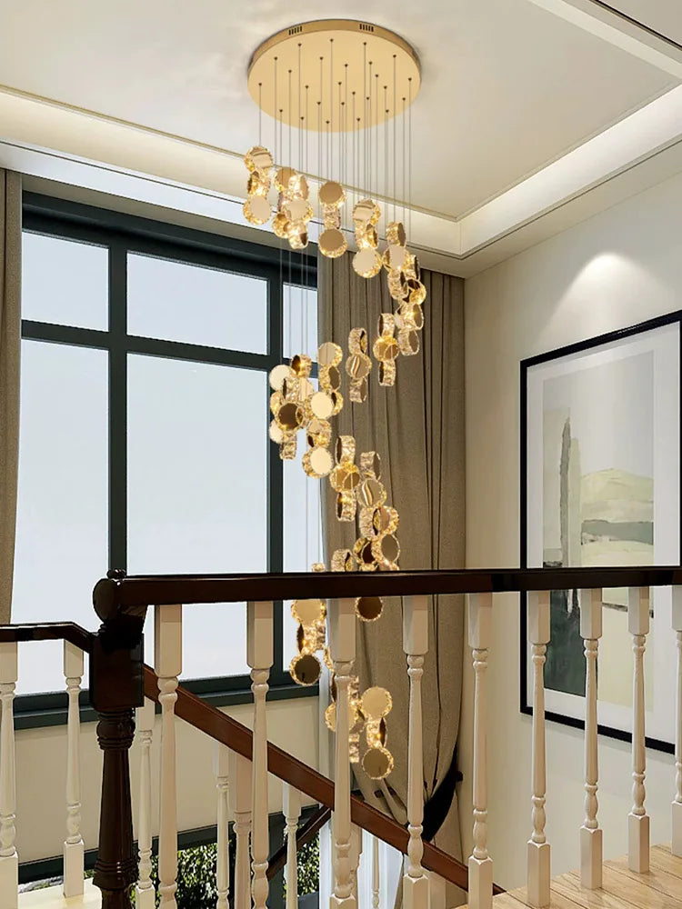 Gold Crystal Pendant Lamp 45-Head Design