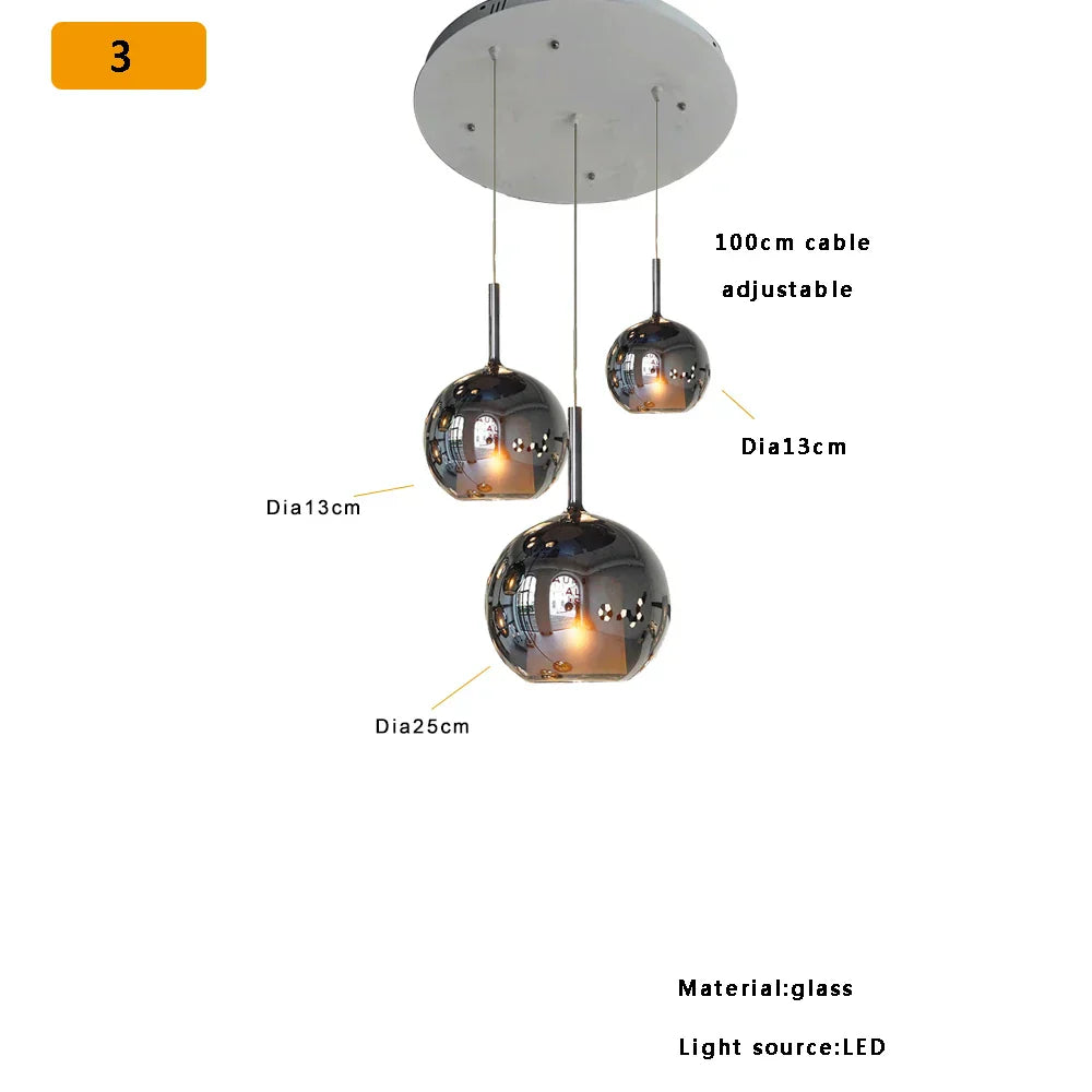Decorbites™ Glas-Kugelleuchter: Italienische Designer-Hängeleuchte für Esszimmer, Kücheninsel